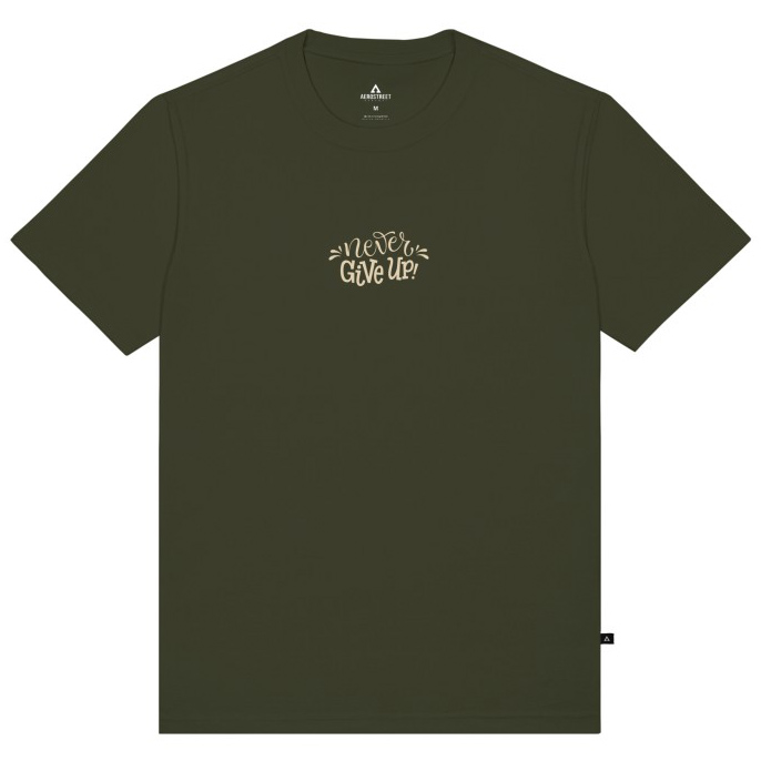 Baju T-Shirt Aerostreet Never Give Up Hijau Army